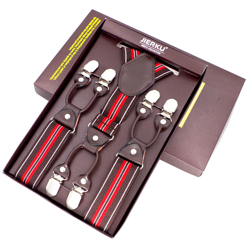 Classic Print 6 Clip Casual Suspenders