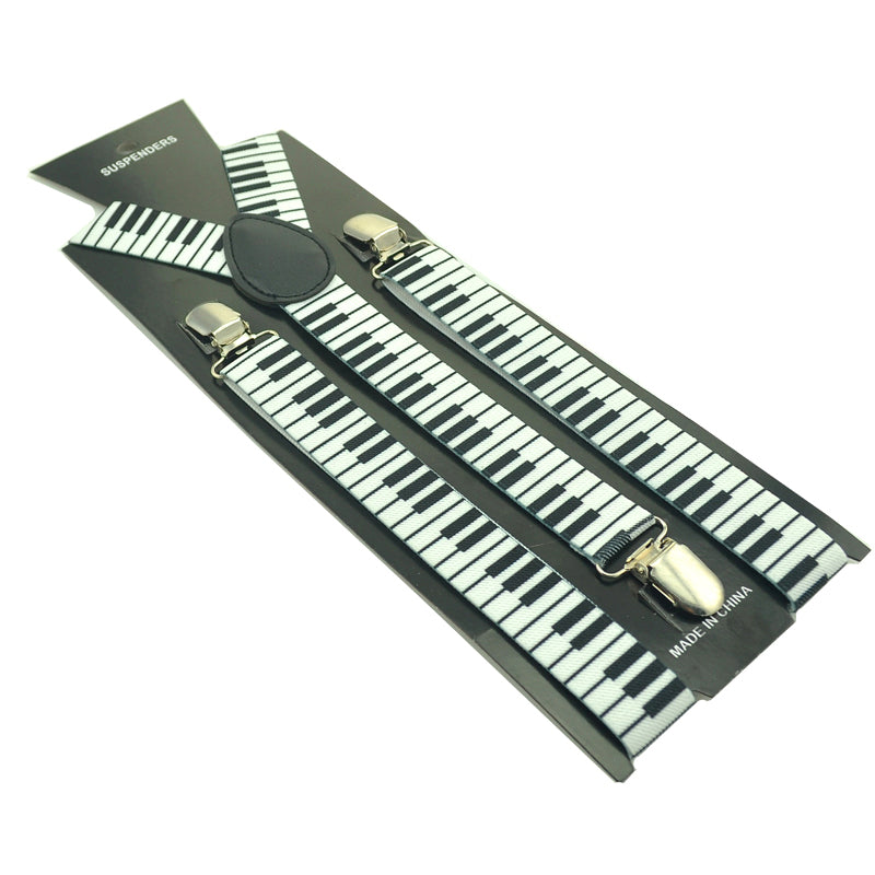 Piano Keyboards Inspired Suspender & Bowtie