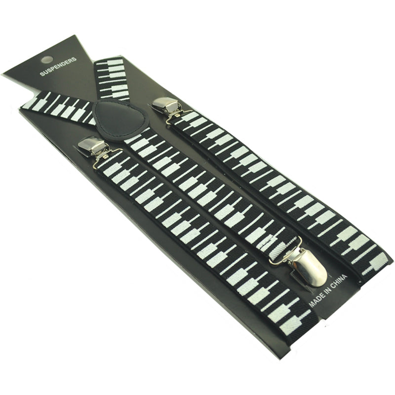 Piano Keyboards Inspired Suspender & Bowtie
