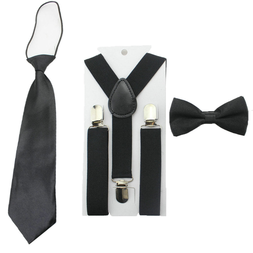 Casual Suspender Bowtie & Necktie Set