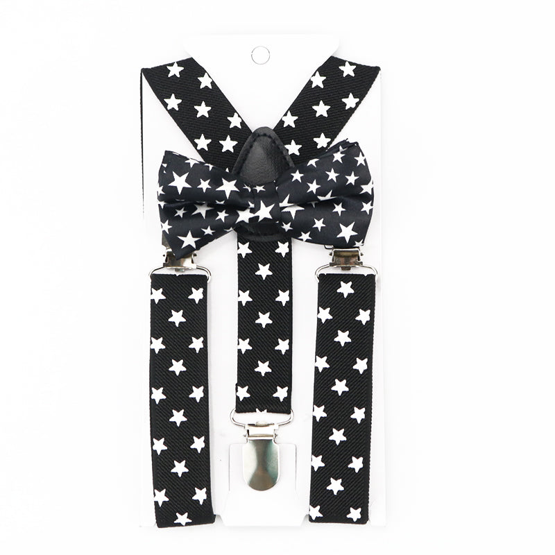 Star Print Party Suspender & Bowtie