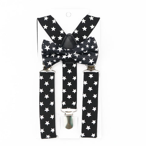 Star Print Party Suspender & Bowtie