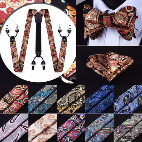 Casual Paisley Print Suspenders & Bowties