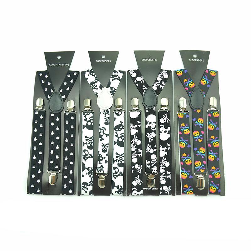 Skull Print Punk Suspenders
