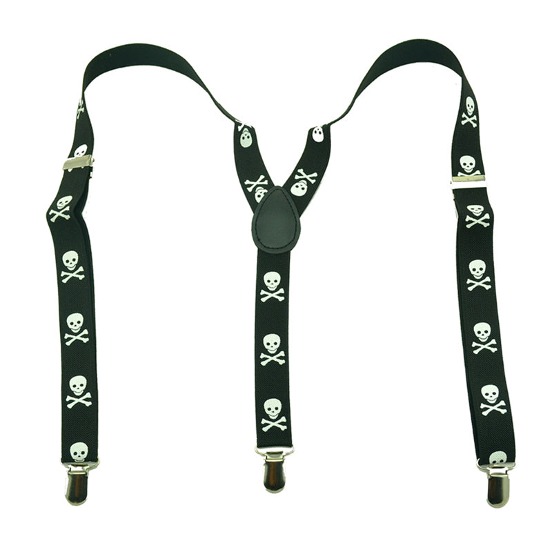 Skull Print Punk Suspenders