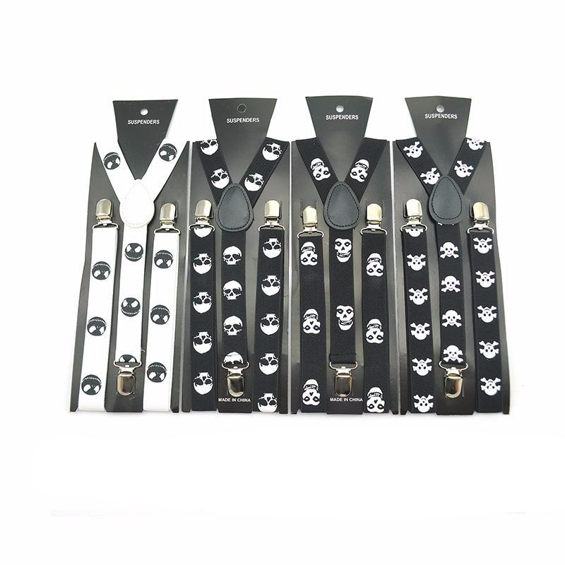 Skull Print Punk Suspenders