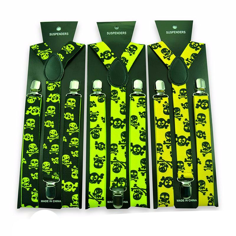 Skull Print Punk Suspenders