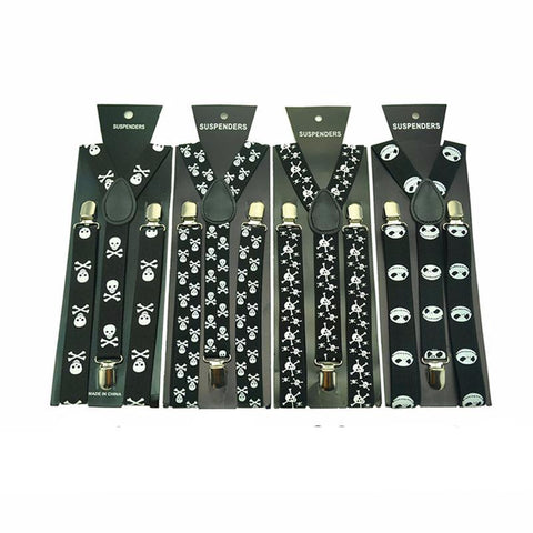 Skull Print Punk Suspenders