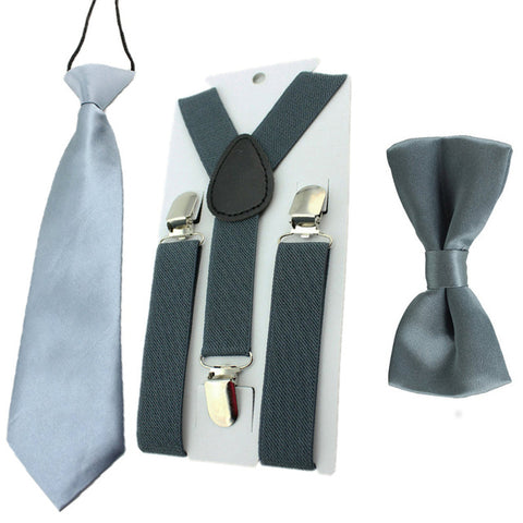 Casual Suspender Bowtie & Necktie Set