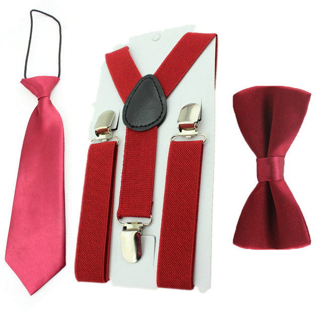 Casual Suspender Bowtie & Necktie Set
