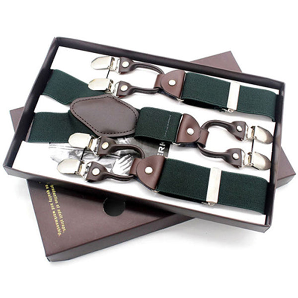 Classic Print 6 Clip Casual Suspenders