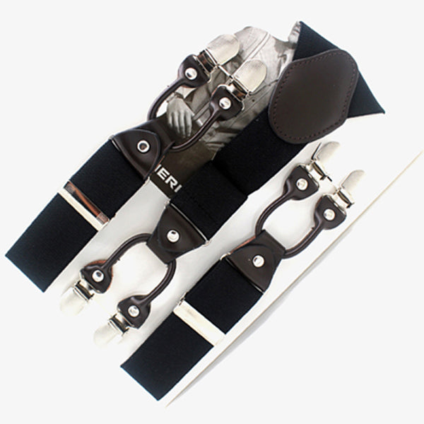 Classic Print 6 Clip Casual Suspenders