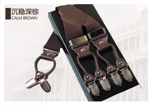 Classic Print 6 Clip Casual Suspenders
