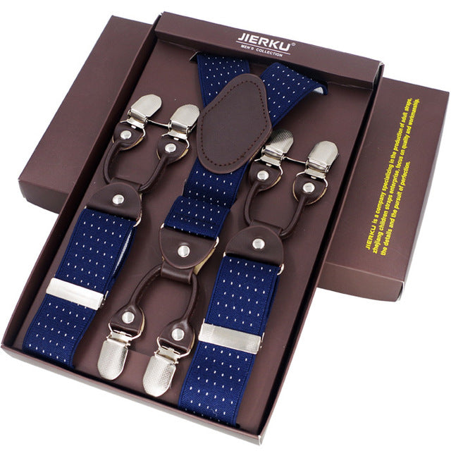 Classic Print 6 Clip Casual Suspenders