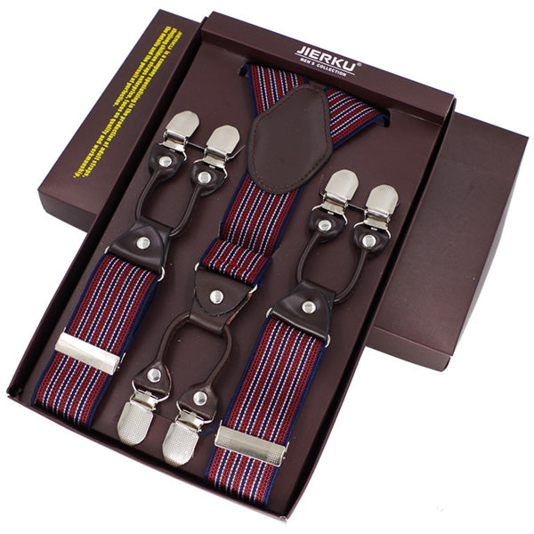 Classic Print 6 Clip Casual Suspenders