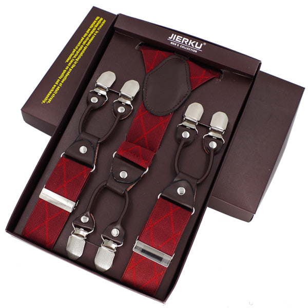 Classic Print 6 Clip Casual Suspenders
