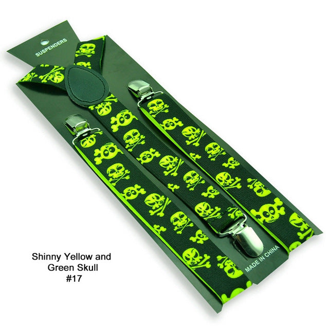 Skull Print Punk Suspenders