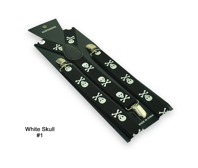 Skull Print Punk Suspenders
