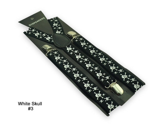 Skull Print Punk Suspenders
