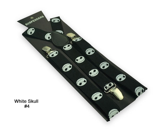 Skull Print Punk Suspenders
