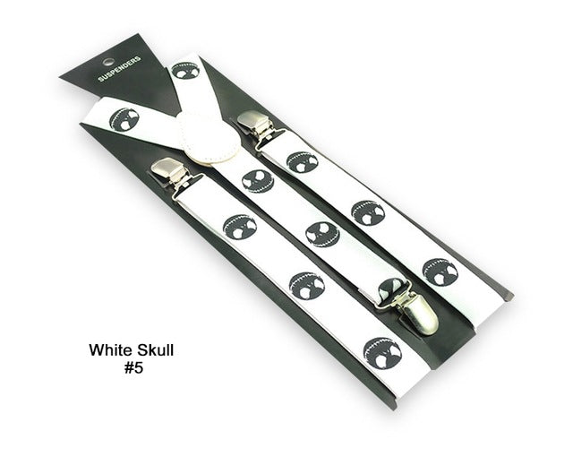 Skull Print Punk Suspenders