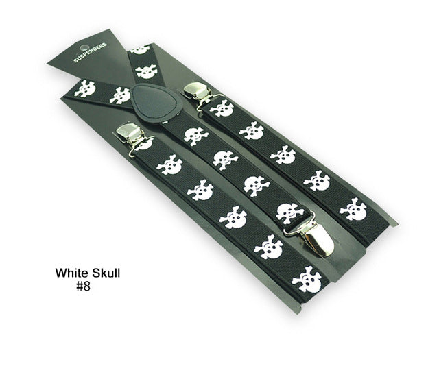 Skull Print Punk Suspenders