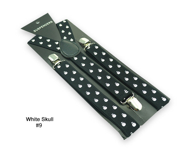 Skull Print Punk Suspenders