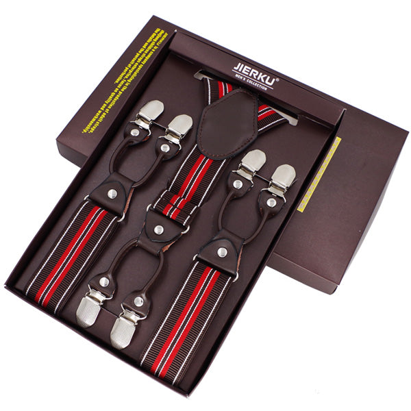 Classic Print 6 Clip Casual Suspenders