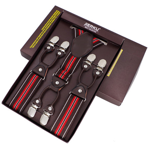 Classic Print 6 Clip Casual Suspenders