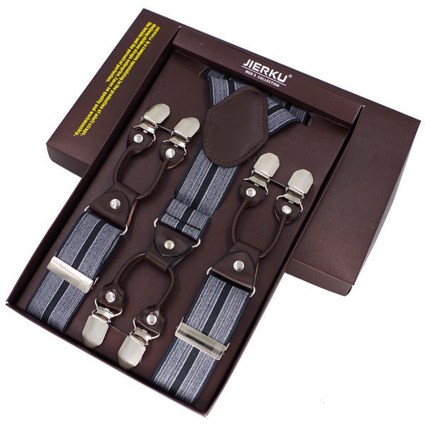 Classic Print 6 Clip Casual Suspenders