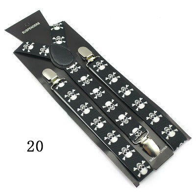 Skull Print Punk Suspenders